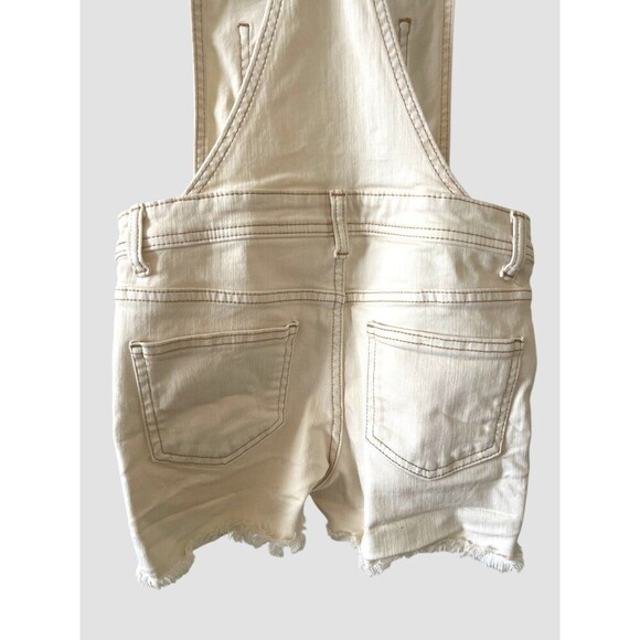 Cat & Jack Girls Fringed Overall Shorts Cream Color Size 7-8 Medium Stretch - Picture 4 of 7